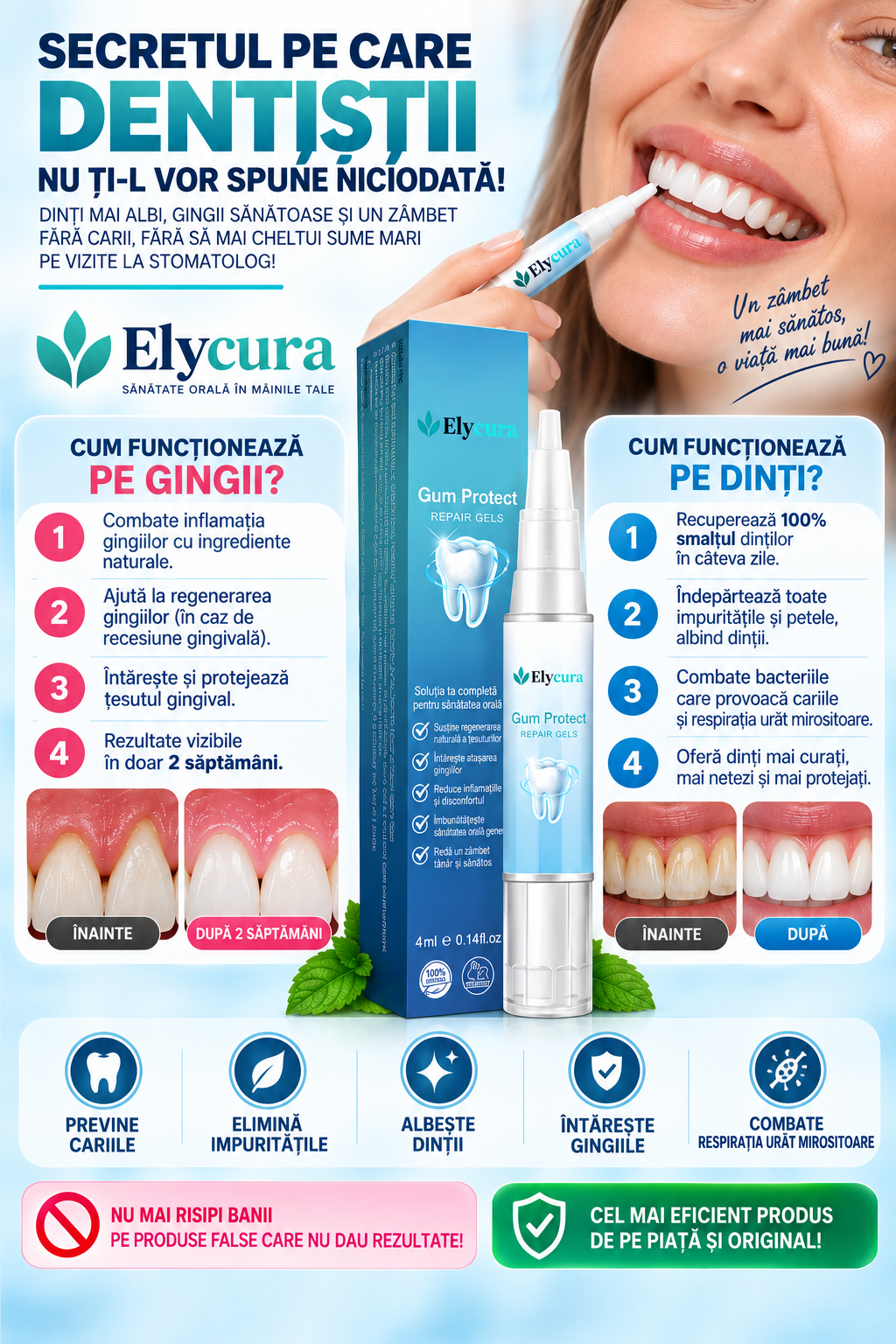 Elycura™ — Oprește retracția gingivală și sângerarea fără intervenții chirurgicale dureroase.